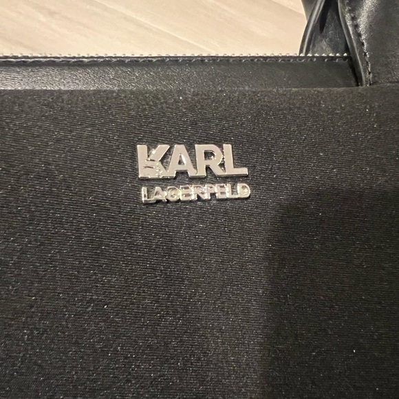New Karl Lagerfeld Ikonik Laptop Case Briefcase Black - Picture 4 of 13
